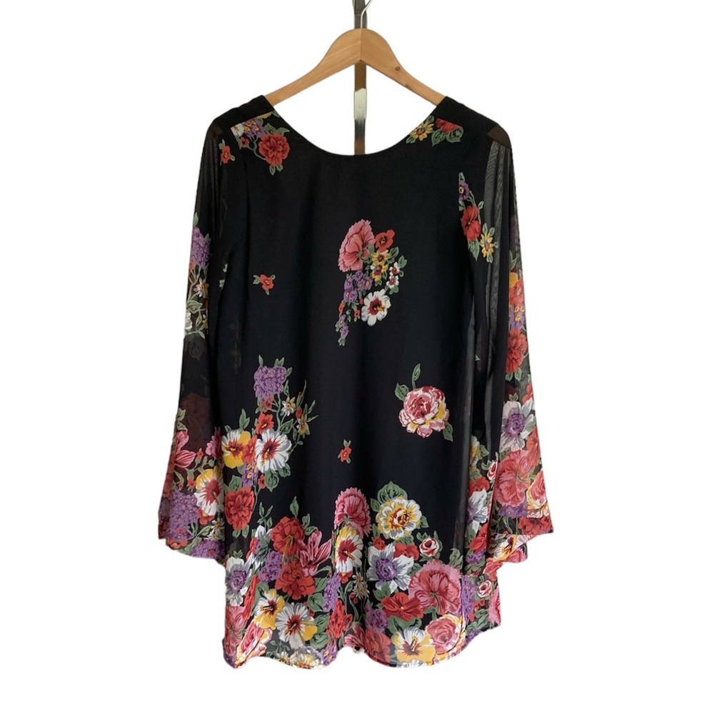Show Me You Mumu Bombshell Mini Dress Floral Bell Sleeve size M